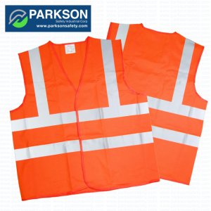 Security hi vis orange safety vest